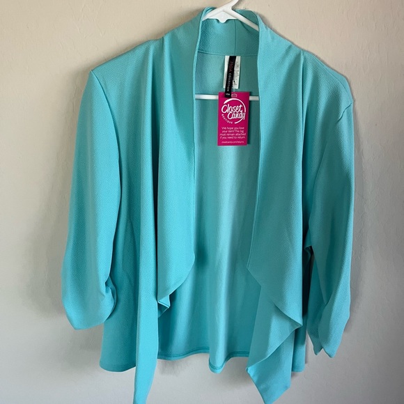 Closet Candy MOA Collection Women’s Mind Your Business Aqua Blazer Size 2xl nwt - Picture 4 of 6